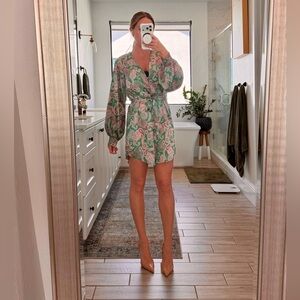 Vici Green and Pink Paisley Wrap Dress